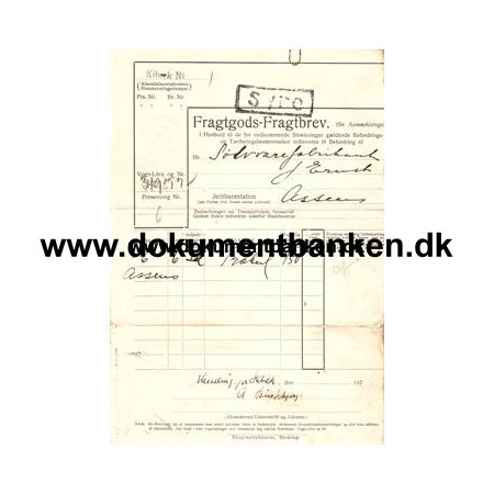 Fragtbrev Kibk til Assens. 1926