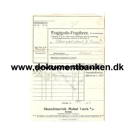Fragtbrev Holbk til Assens. 1926