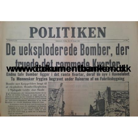 Politiken, Avis, 2. Bombning af Sukkerfabrikken, Christianshavn, 1943