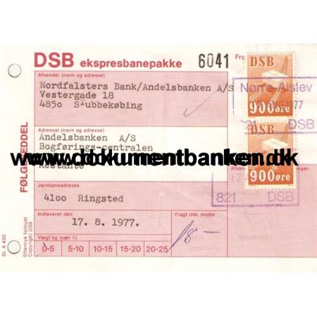 DSB Ekspresbanepakke Nrre-Alslev 1977