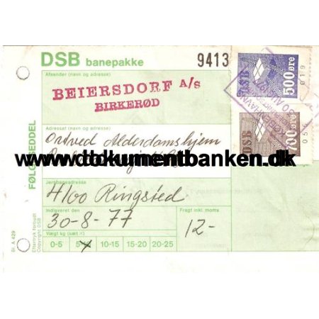 DSB banepakke Birkerd til Ringsted 1977