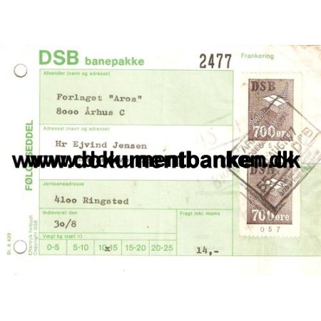 DSB banepakke rhus C til Ringsted 1977