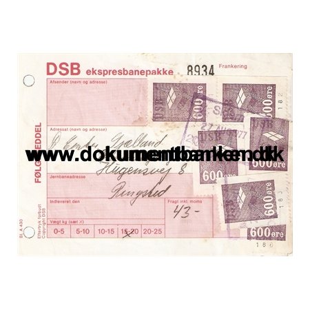 Skjern. DSB ekspresbanepakke - 1977