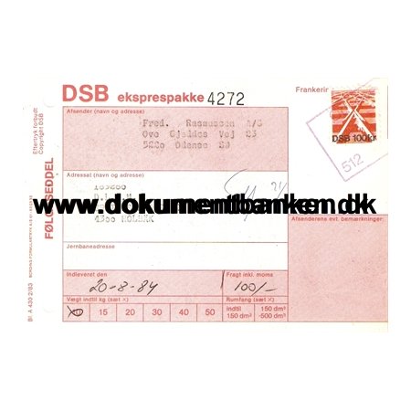 Odense. DSB ekspresbanepakke - 1984
