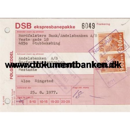 DSB Ekspresbanepakke Nrre-Alslev 1977