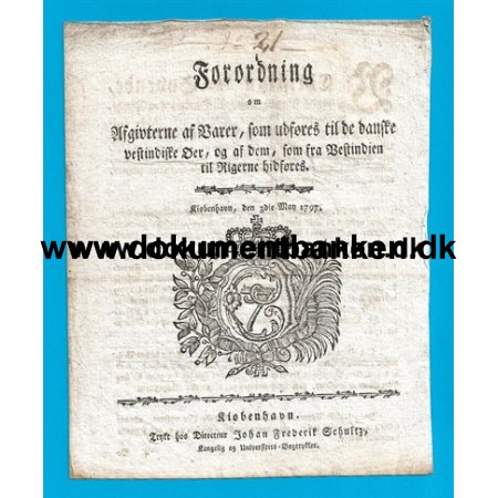 1797 Forordning, Dansk Vestindiske er, Vedrrende afgifter