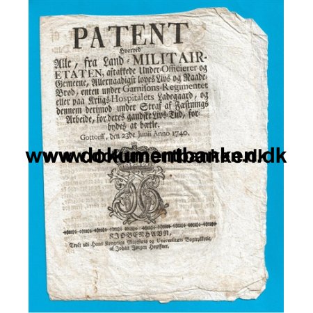 1740 Patent, Vedrrende aftakkede (Fratrdte) Underofficerer