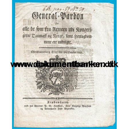 1788 Bendning, Generel bendning af de som fra den danske- og norske hr og hertugdmmerne er undveget