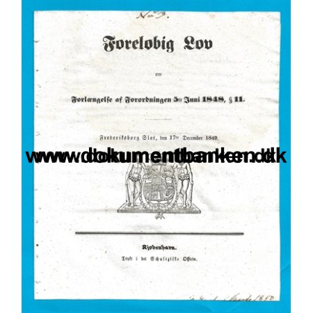 1849 Forelbig Lov, Forlngelse af Forordning af 5 juni 1848
