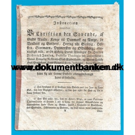 Instrucktion, Hector, Janson, Prokansler, K.U. 1786