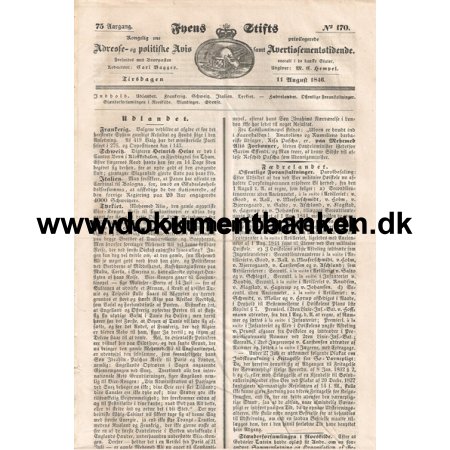 Fyens Stifts, Avis, 11 august 1846