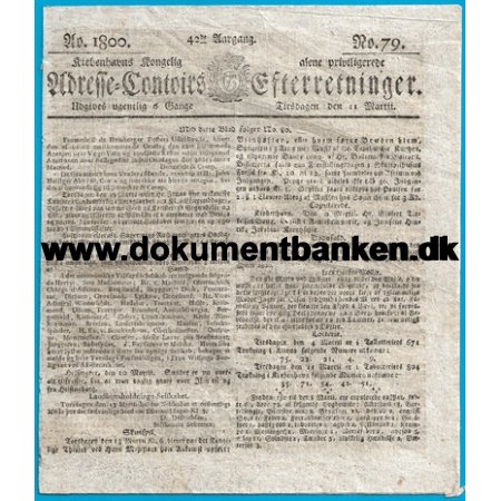 Kbenhavns Adressecontoirs Efterretninger, Avis, Nr 79. 11 marts 1800