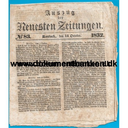 Rostock, Auszug der Neuesten Zeitungen. Nr. 83. r 1832