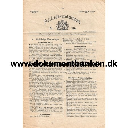 1905, Politiefterretninger, Avis, Nr. 116