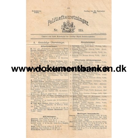 1905, Politiefterretninger, avis, Nr. 115