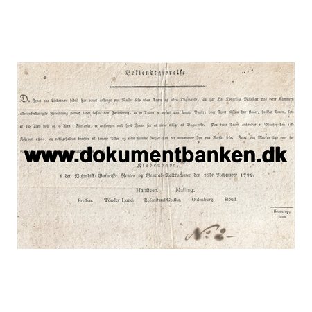 Bekendtgrelse vedr. Lindens Fyr 1799 Dokument