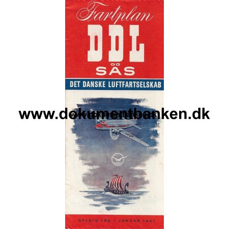 DDL og SAS Fartplan 1 Januar 1947 p 16 sider
