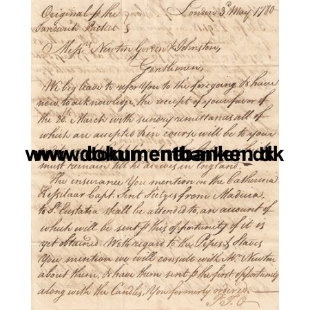 Document England London Regarding Wine. 3 May 1780