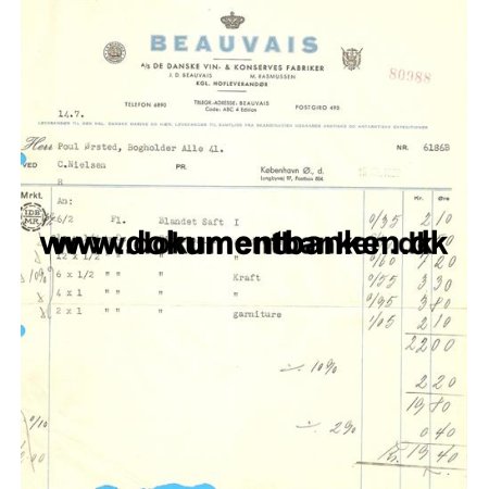 Beauvais Lyngbyvejen 97, 2100 , Faktura, 1939