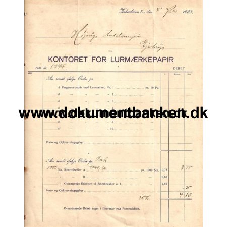 Kontoret for Lurmrkepapir, Kbenhavn, 1908