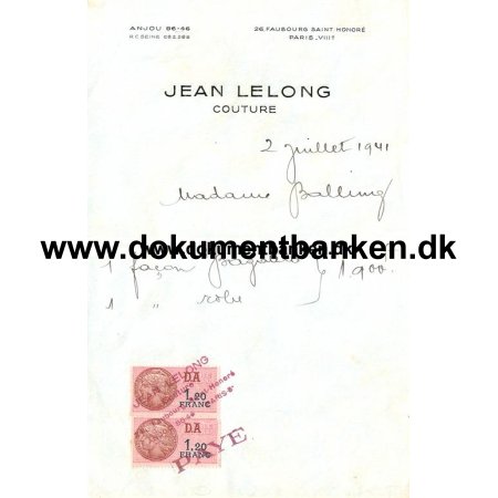 Frankrig, Dokument, Stempelmrke, 1941