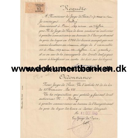 Frankrig, Dokument, Stempelmrke, Requexe, 1945