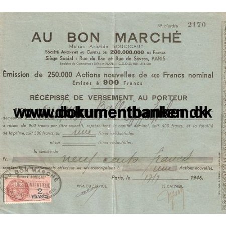 Frankrig, Dokument, Stempelmrke, 1946