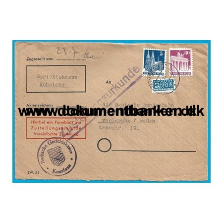 Bygningsserien Amerikans/Britisk Zone kuvert Tyskland 1951