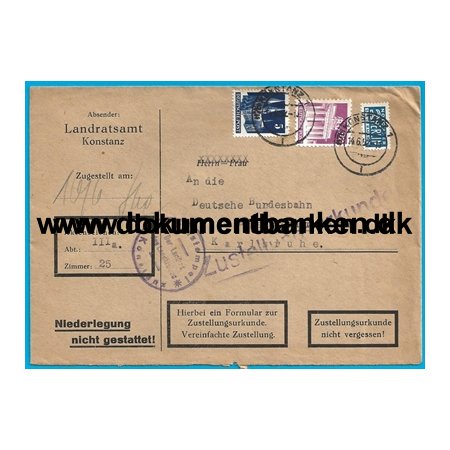 Bygningsserien Amerikans/Britisk Zone kuvert Tyskland 1952