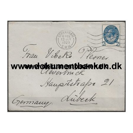 Kuvert 2 penny Verdenspostkongres i London 1929 England