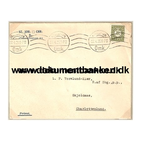Kuvert fra Kbenhavn til Charlottenlund. 1 juli 1947