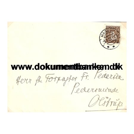 Kuvert. Haslev til Olstrup. 5 januar 1925