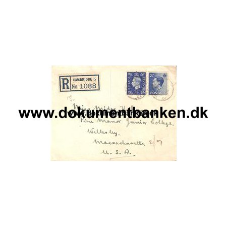R-brev Cambridge 5 til U.S.A. 1938