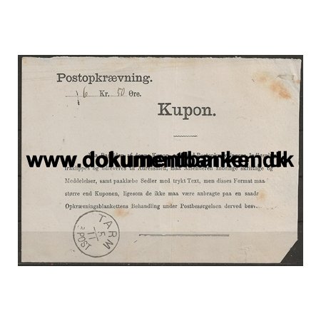 Postopkrvning Tarm Laipar Stempel 1890