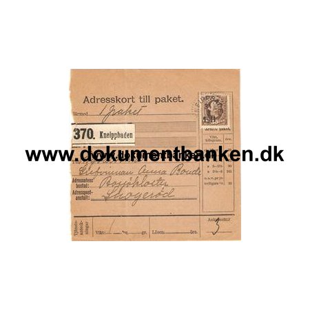Kneippbaden. Adresskort till paket. 1911