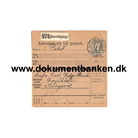 Norrkping 1. Adresskort till paket. 1911