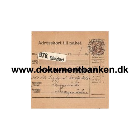Helsingborg 1. Adresskort till paket. 1912