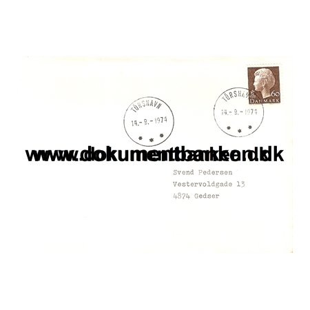 Frerne. Torshavn 14 september 1974. Kuvert.