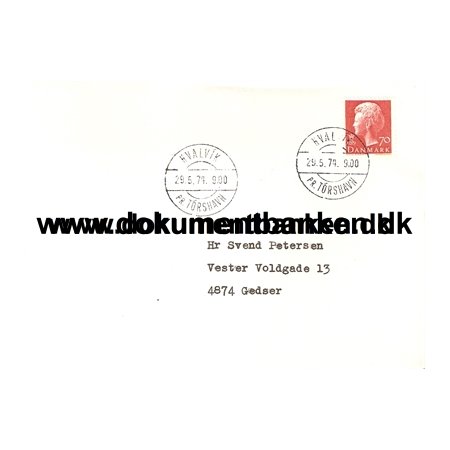 Frerne. Hvalvik pr. Torshavn 29 maj 1974. Kuvert.