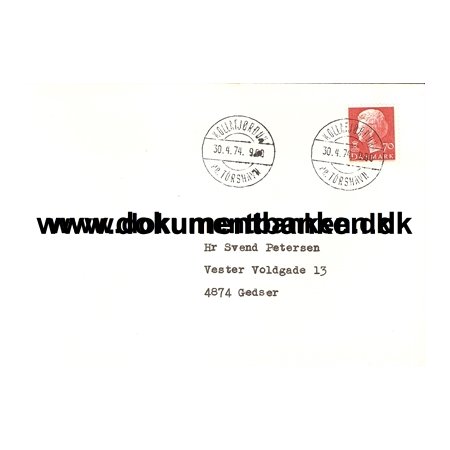 Frerne. Kollafjrdur pr. Torshavn 30 april 1974. Kuvert.