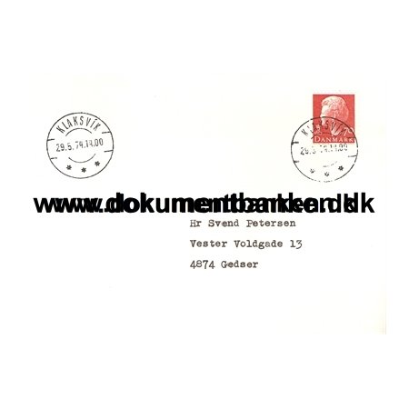 Frerne. Klaksvik pr. Torshavn 29 maj 1974. Kuvert.