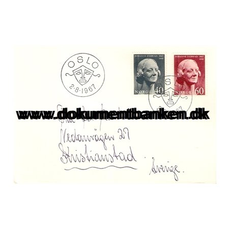 Johanne Dybwad. 1867 - 1950. 1967. Norge FDC. 