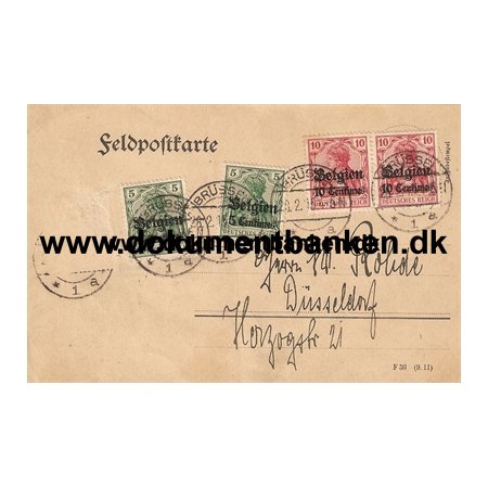 Belgien Feldpost i Tyskland 28 Februar 1915