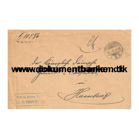 Tysk Tjenestebrev fra Kgl. Pr. Polizei President til Dansk General Konsul. 1901