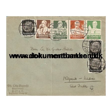 Brev fra Tyskland til Indien. 1935