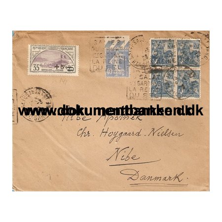 Frankrig, Kuvert til Danmark. 1929