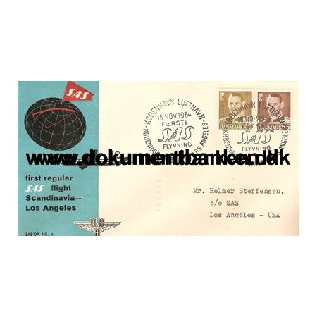 SAS kuvert med 45 og 55 re, Kuvert 1954