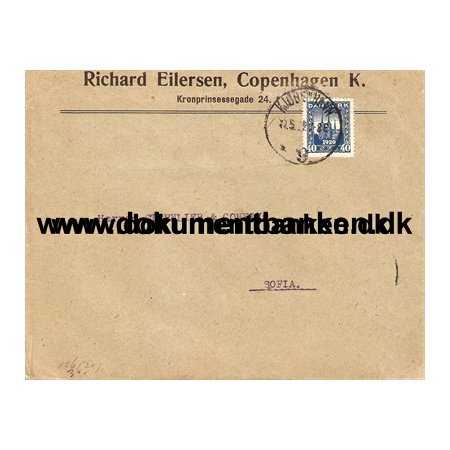 Kuvert til Bulgarien, 30 re, 1922