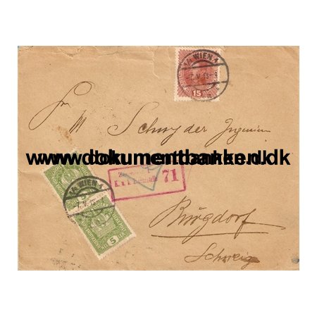 strig, Kuvert til Schweiz, 1918