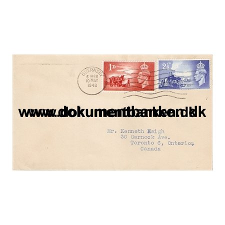 Guernsey, Kuvert Channel Islands Liberation, England 1948
